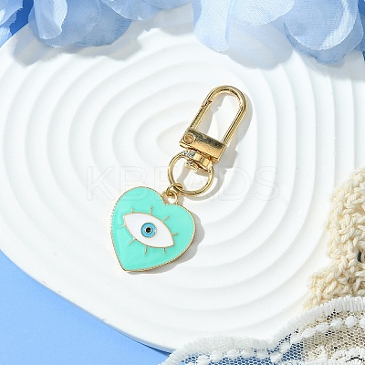 Heart with Evil Eye Alloy Enamel Pendant Decorations HJEW-YW00017-05-1