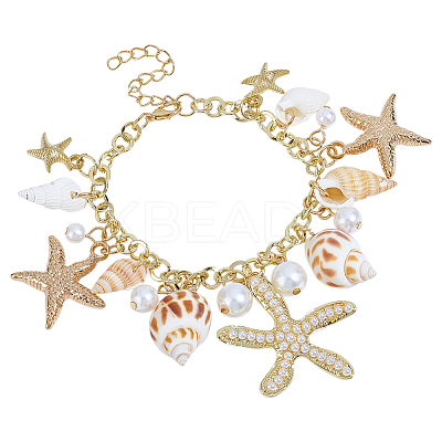 Trendy Shell Charm Bracelets BJEW-PH0002-01-1