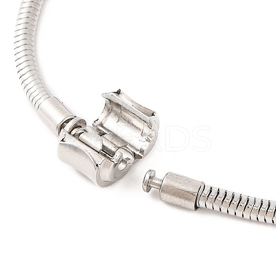 Tarnish Resistant 304 Stainless Steel Round Snake Chain Bracelets with Clasps BJEW-F472-01P-02-1