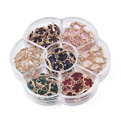 70Pcs 7 Colors K9 Glass Connector Charms GLAA-N038-18-1