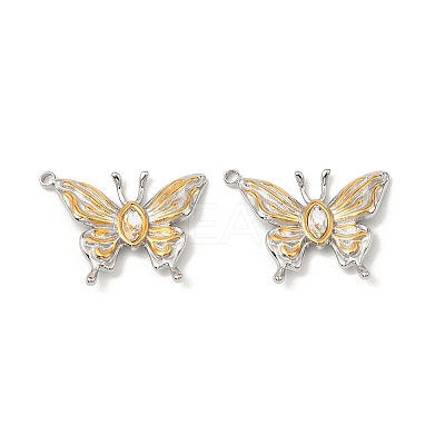 304 Stainless Steel Rhinestone Pendants STAS-T068-65GP-1