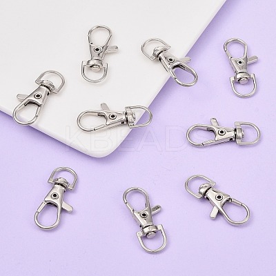 Platinum Plated Alloy Lobster Swivel Clasps For Key Ring PALLOY-E385-15P-1