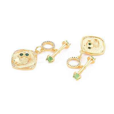Rack Plating Brass Micro Pave Clear Cubic Zirconia Toggle Clasps KK-N233-182-1