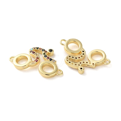 Rack Plating Brass Colorful Cubic Zirconia Bicycle Connector Charms KK-C084-17G-1