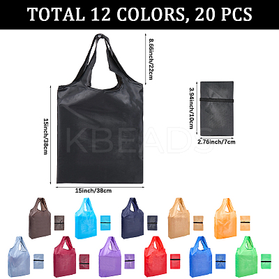 20Pcs 12 Colors Reusable Polyester Supermarket Shopping Tote Bags ABAG-CN0001-50-1