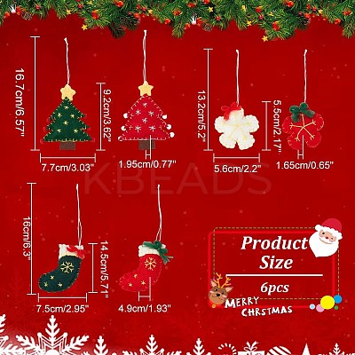 6Pcs 6 Style Wool Felt Pendant Decorations HJEW-NB0001-90-1