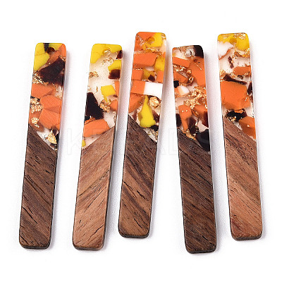 Transparent Resin & Walnut Wood Big Pendants RESI-TAC0017-42B-1