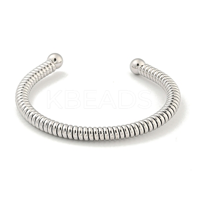 Non-Tarnish Telephone Wire Style 304 Stainless Steel Cuff Bangles BJEW-P331-05P-1