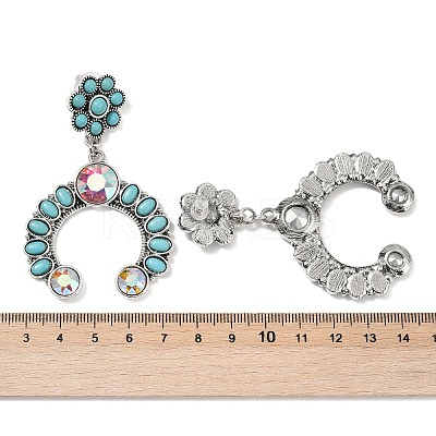 Alloy Synthetic Turquoise Dangle Stud Earrings EJEW-U053-09A-AS-1