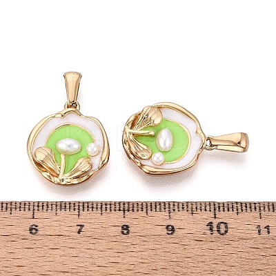 304 Stainless Steel & Enamel & ABS Imitation Pearl Pendants STAS-T072-89A-G-1