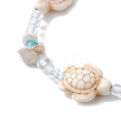Adjustable Synthetical Turquoise & Magnesite Beaded Braided Bead for Women BJEW-JB11546-1