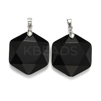 Natural Dyed & Heated Black Agate Pendants G-E487-95F-1