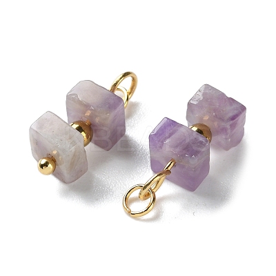 Natural Amethyst Cuboid Beaded Pendants STAS-C120-02G-02-1