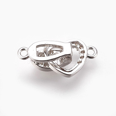 Brass Micro Pave Cubic Zirconia Fold Over Clasps KK-P164-09P-1