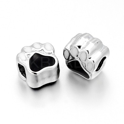 Nickel Free & Lead Free Silver Color Plated Alloy Enamel European Beads LS-ENAM-J061-08S-FF-1