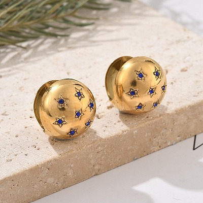 304 Stainless Steel Rhinestone Hoop Earrings EJEW-M041-01G-04-1
