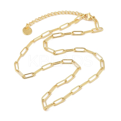 Rack Plating 304 Stainless Steel Paperclip Chain Necklaces X-NJEW-Q348-01G-1-1