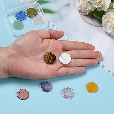 10Pcs 10 Style Mixed Gemstone Pendants G-CJ0001-32-1
