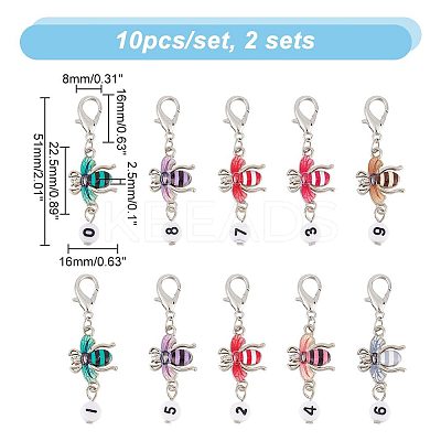Alloy Enamel & Acrylic Pendant Locking Stitch Markers HJEW-AB00121-1