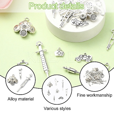 40Pcs 8 Styles Tibetan Style Alloy Pendants TIBEP-YW0001-86-1