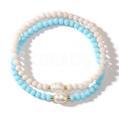 Faceted Rondelle Glass Beaded Stretch Bracelets for Women KV3959-3-1