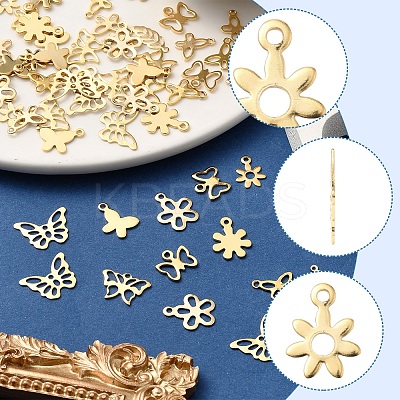 60Pcs 10 Styles 304 & 201 Stainless Steel Charms STAS-FS0001-93-1
