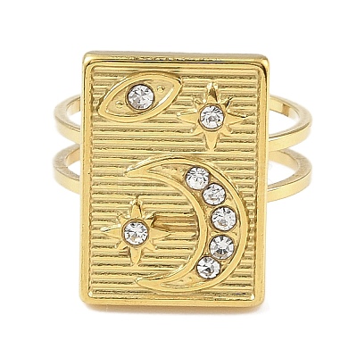 Ion Plating(IP) 304 Stainless Steel Open Cuff Ring for Women RJEW-F166-03G-02-1