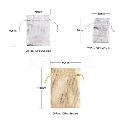 60Pcs 6 Style Organza Bags OP-LS0001-03-1