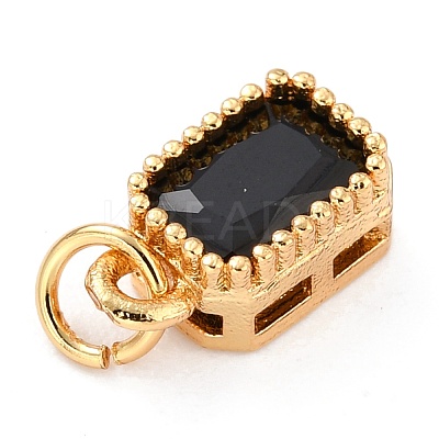 Real 18K Gold Plated Brass Inlaid Cubic Zirconia Charms ZIRC-L100-075G-07-1