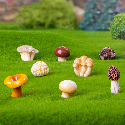 22Pcs 11 Styles Resin Vase Miniature Mushroom Ornaments RESI-CN0001-01-1