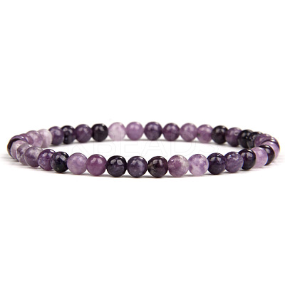 4mm Round Natural Lepidolite Beads Bracelet for Men KG3069-38-1