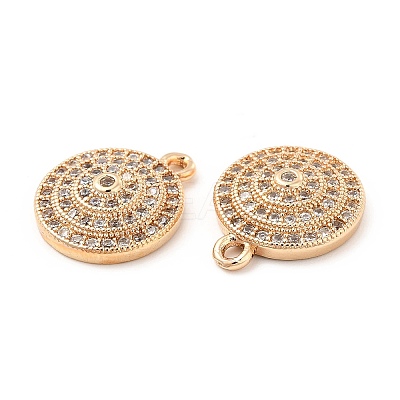 Brass Micro Pave Clear Cubic Zirconia Pendants KK-E071-16KCG-1