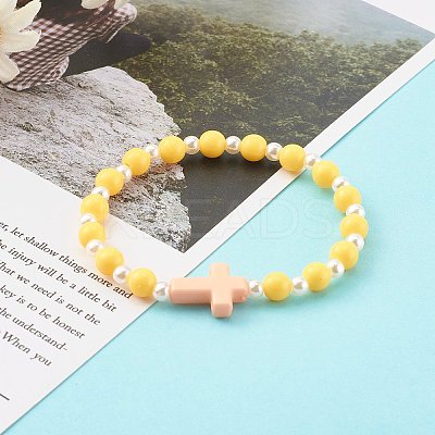 Opaque Acrylic Stretch Beaded Bracelets for Kids X-BJEW-JB06230-1