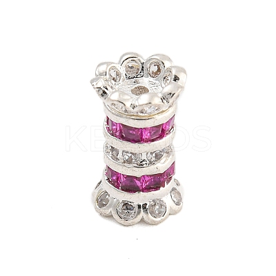 Rack Plating Brass Micro Pave Cubic Zirconia Beads KK-F876-30S-1