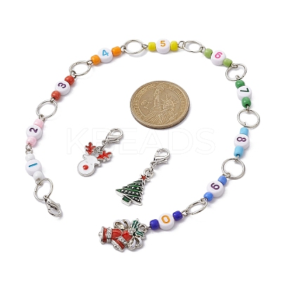 3Pcs Christmas Theme Knitting Row Counter Chains & Locking Stitch Markers Kits HJEW-JM01338-01-1