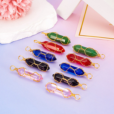 10Pcs 5 Colors Glass Pendants GLAA-TA0002-70-1