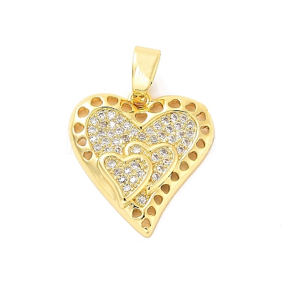 Rack Plating Brass Micro Pave Cubic Zirconia Pendants KK-M082-03G-1