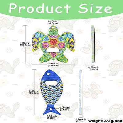 4Pcs 4 Styles Melamine Bottle Opener Fridge Magnet AJEW-CJ0001-54-1