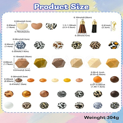 DIY Leopard Print Beadable Pen Beads Kits DIY-CJ0002-65-1
