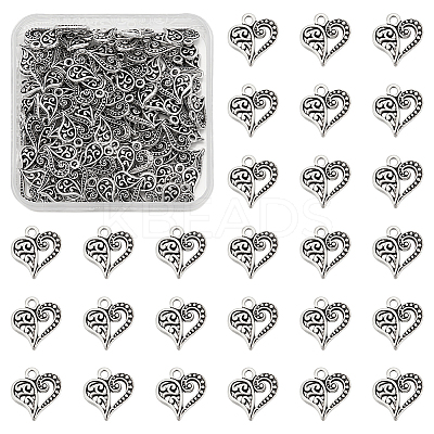 100Pcs Tibetan Style Filigree Alloy Heart Charms FIND-UN0015-59-1