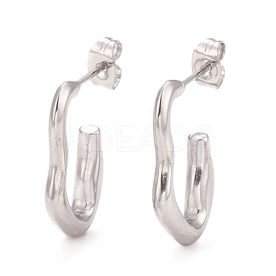 Non-Tarnish 304 Stainless Steel C-shape Stud Earrings EJEW-P197-03P-1