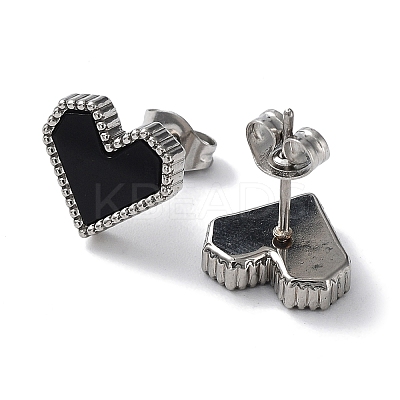 6 Pair 2 Color Heart Acrylic Stud Earrings EJEW-A024-12A-1