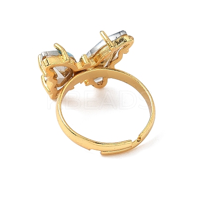 Adjustable Brass Glass Finger Rings RJEW-P148-A01-20-1