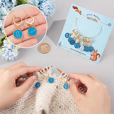 12Pcs 12 Constellations Alloy Enamel Charms Locking Stitch Makers HJEW-PH01593-1