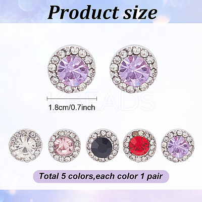 5 Pairs 5 Style Cubic Zirconia Diamond Stud Earrings EJEW-AN0004-30-1