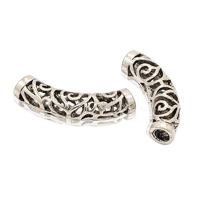 Tibetan Style Alloy Curved Tube Beads PALLOY-J154-58AS-1