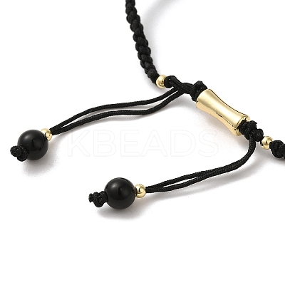Natural Obsidian & Silver Obsidian & Picture Jasper Braided Bead Bracelet BJEW-C051-44-1