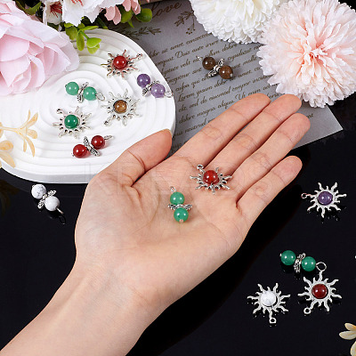 40Pcs 10 Styles Natural Gemstone Pendants G-TA0001-88-1
