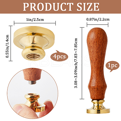 4Pcs 4 Styles Animal Theme Golden Tone Brass Wax Seal Stamp Head AJEW-CP0007-49A-07-1