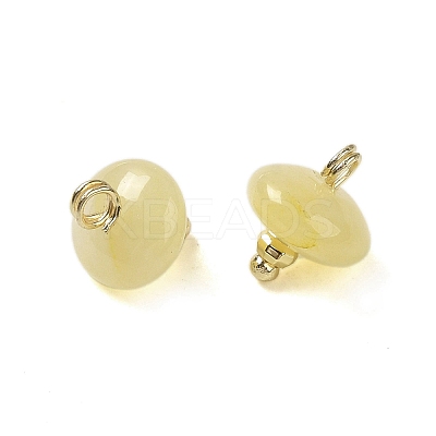 Natural Yellow Aventurine Rondelle Charms with Rack Plating Brass Loops G-G110-05B-10-1